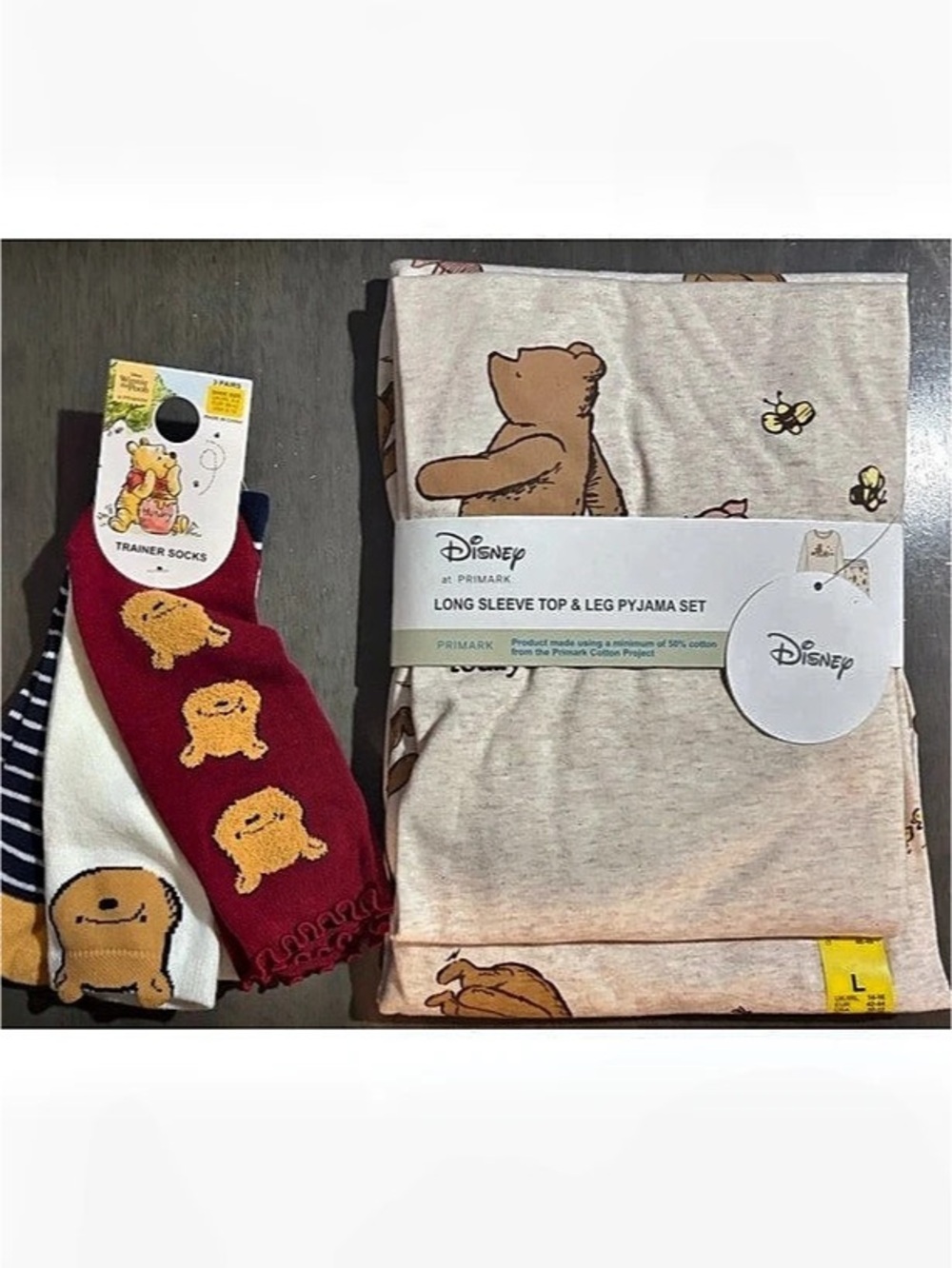 Winnie the Pooh Primark Pajama Set size Large & Socks size 8-10